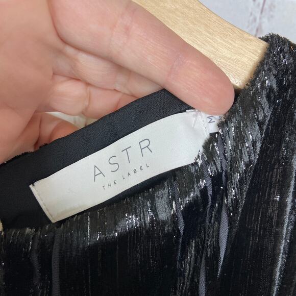 ASTR the Label Black Molly Dress Velvet Stripe Sleeveless Womens Medium New Date - Picture 6 of 7
